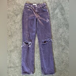 Abercrombie & Fitch 90’s Straight Ultra High Rise Black Distressed Jean